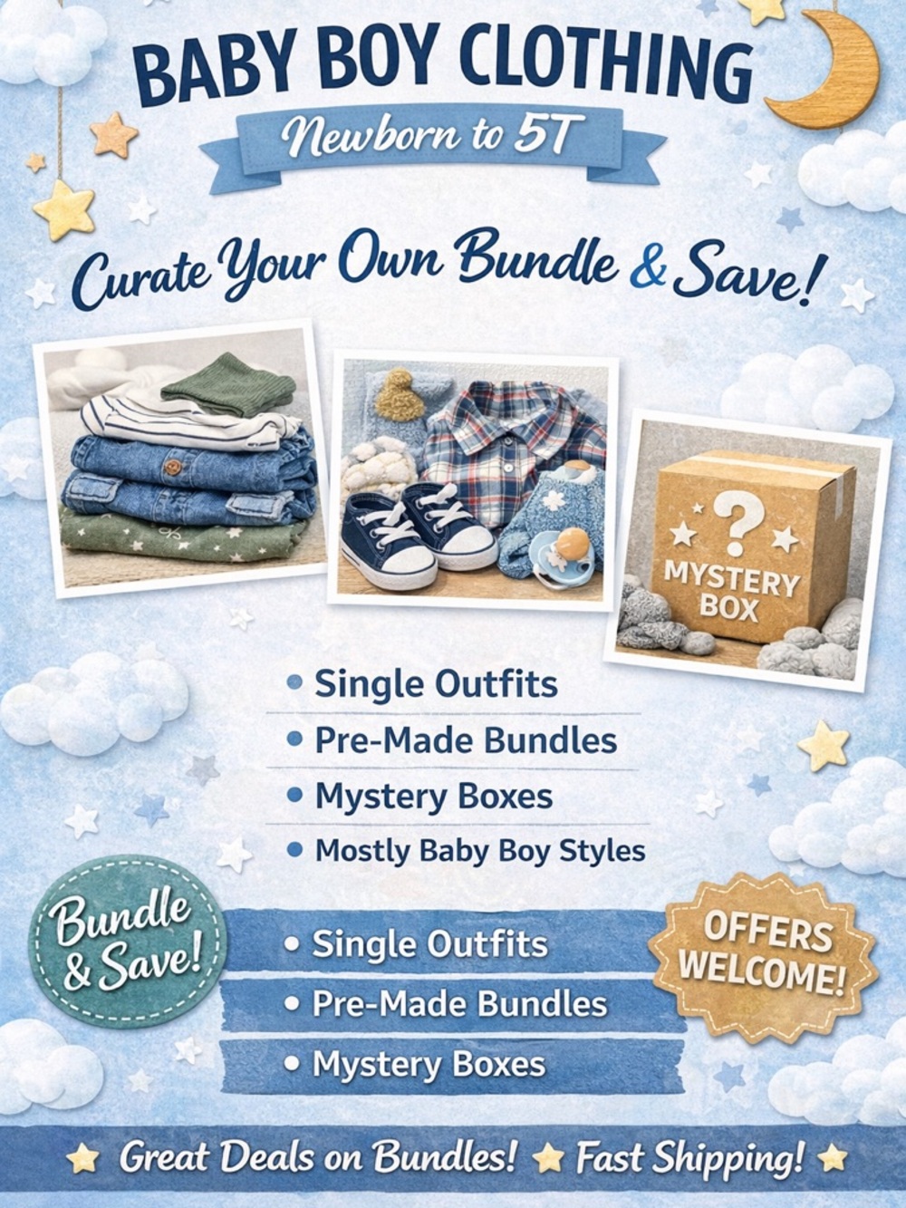 ⭐ Baby Boy Clothing Newborn–5T | Curate Your Own Bundle & Save ⭐